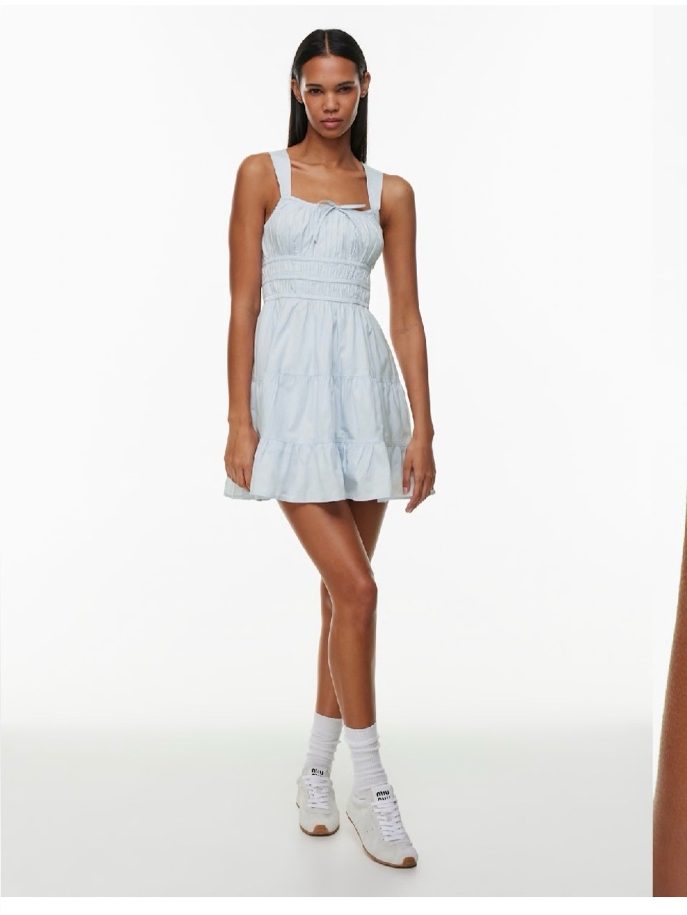 Aritzia Sunday Best Martine Poplin Blue Stripe Mini Dress Small Cotton